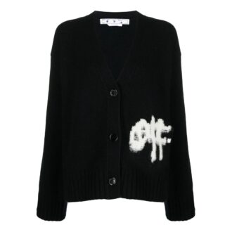 Off-White Logo Intarsia Cardigan «Black White»