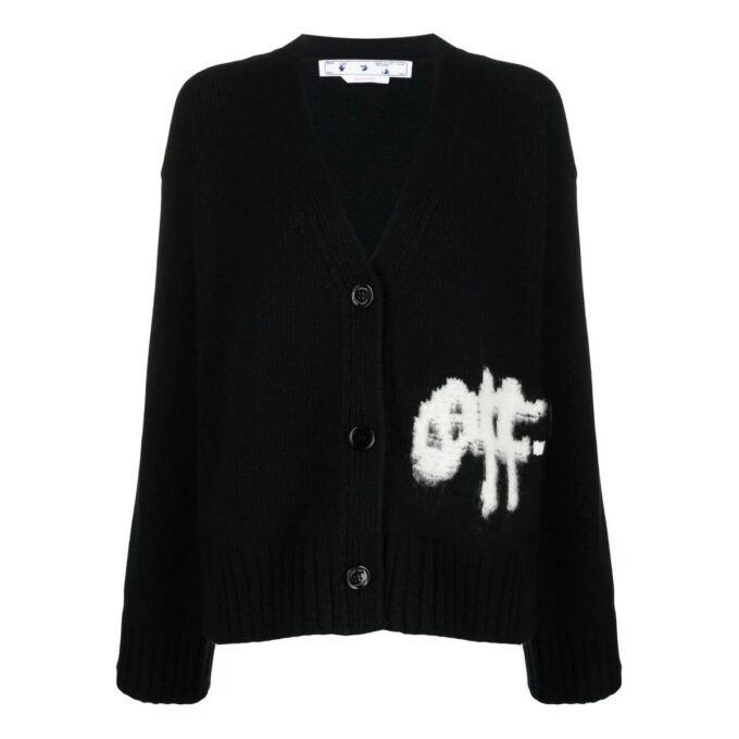 Off-White Logo Intarsia Cardigan «Black White»