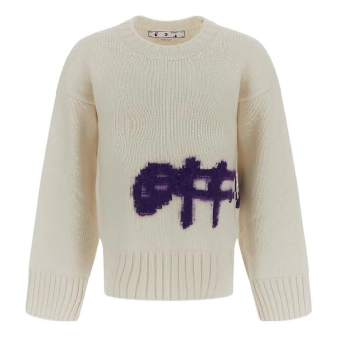 Off-White Logo Intarsia Crewneck «White Purple»