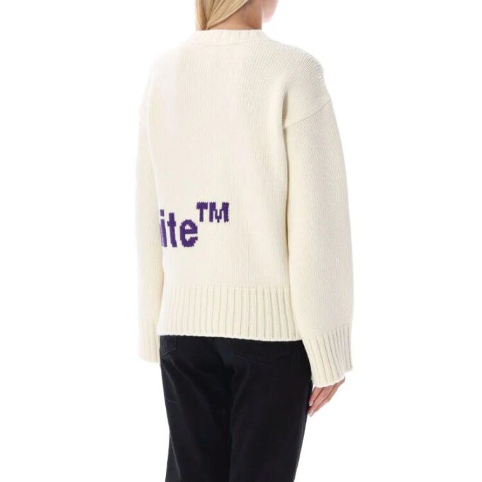 Off-White Logo Intarsia Crewneck «White Purple»