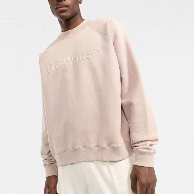 Off-White Logo-Print Cotton Gensere &laquo;Pink&raquo;