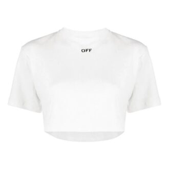 Off-White Logo ribbet kortærmet løs passform hvit