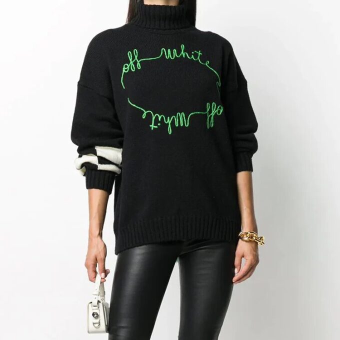 Off-White logo strikket genser svart