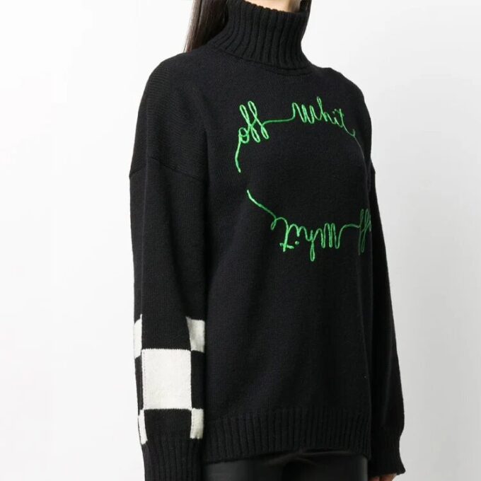 Off-White logo strikket genser svart