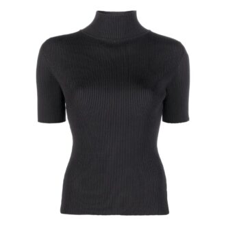Off-White Logo-Trim Ribbed T-skjorter &laquo;Black&raquo;