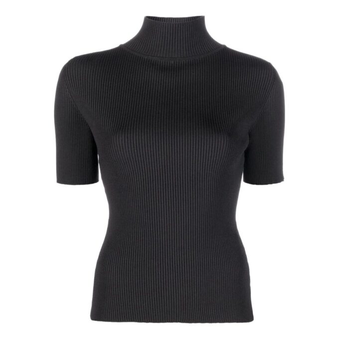 Off-White Logo-Trim Ribbed T-skjorter &laquo;Black&raquo;