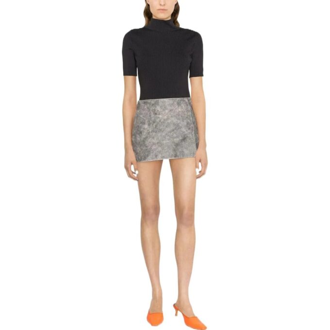 Off-White Logo-Trim Ribbed T-skjorter &laquo;Black&raquo;