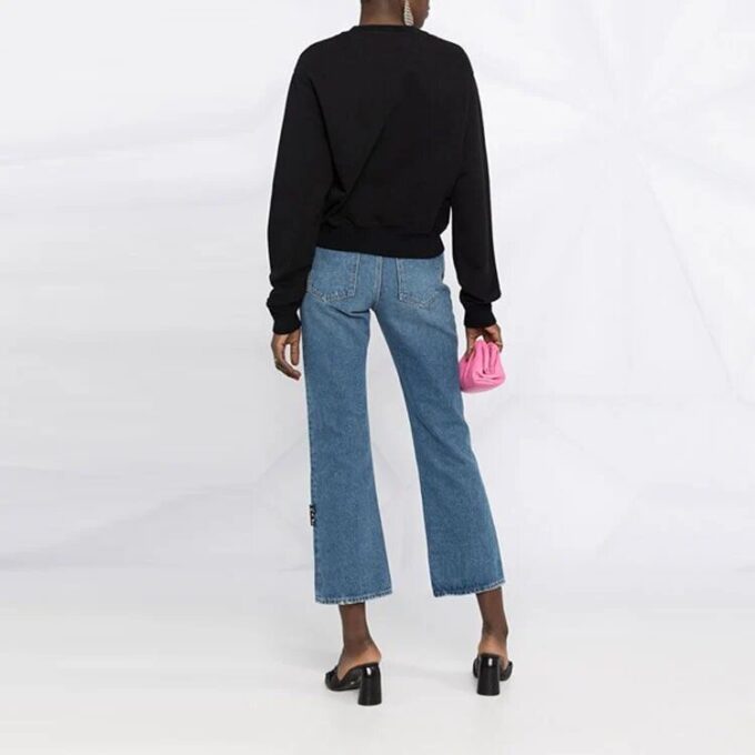 Off-White Logo-trykk Langermet hettegenser Ordinær versjon Svart