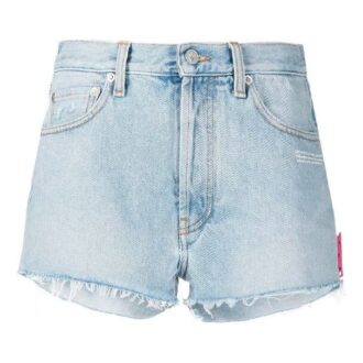 Off-White Logo Washed Denim Shorts Ordinary Version Blå
