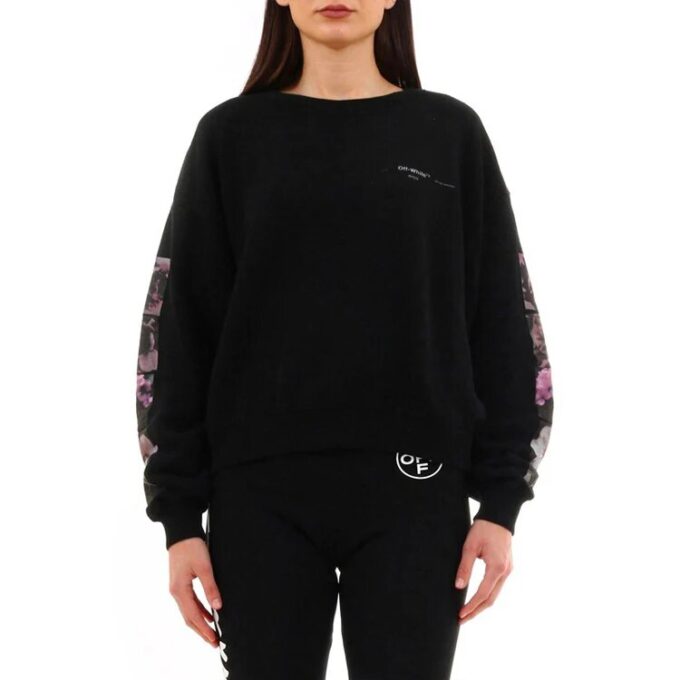 Off-White Løs Blomstertrykk Svart