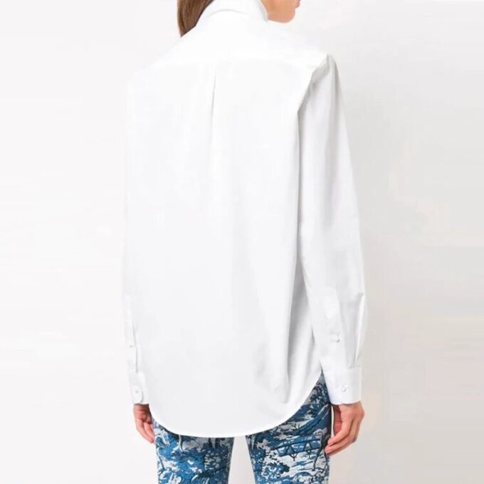 Off-White løs skjorte med brodert logo, lange ermer, hvit