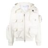 Off-White Men’s x C/O Teenage Engineering Crossover ensfarget jakke med flere lommer og glidelås, hette, hvit
