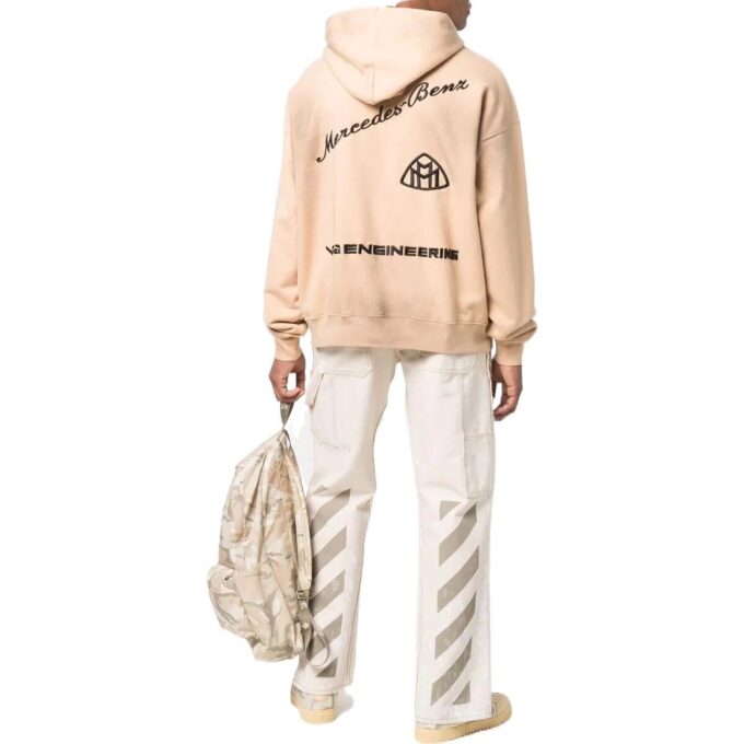 Off-White Men’s x Mercedes-Benz Mercedes Benz Crossover SS22 ensfarget hettegenser med lange ermer, beige