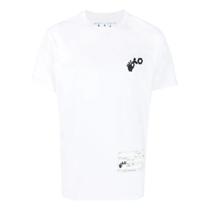 Off-White Men’s x Teenage Engineering Crossover-logo-trykk, kortærmet hvit T-skjorte