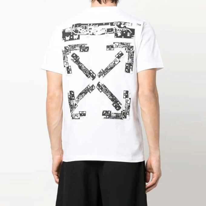 Off-White Men’s x Teenage Engineering Crossover-logo-trykk, kortærmet hvit T-skjorte
