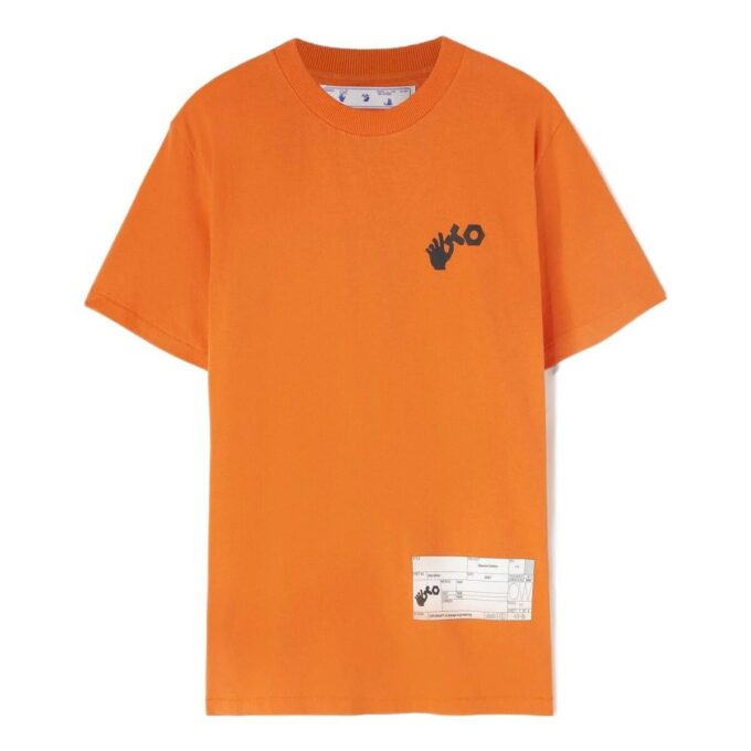 Off-White Men’s x Teenage Engineering Crossover SS22 Logo-trykk Rund hals Kort ermet Oransje T-skjorte