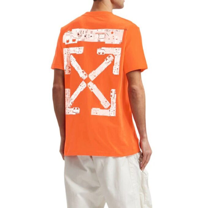 Off-White Men’s x Teenage Engineering Crossover SS22 Logo-trykk Rund hals Kort ermet Oransje T-skjorte