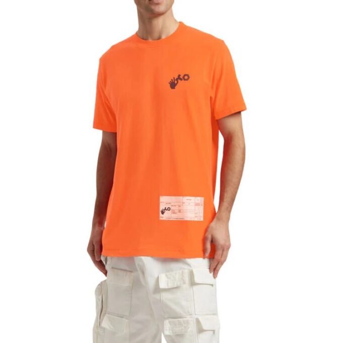 Off-White Men’s x Teenage Engineering Crossover SS22 Logo-trykk Rund hals Kort ermet Oransje T-skjorte