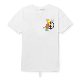 Off-White Men’s x The Simpsons/ The Simpsons Crossover-trykk kortærmet vanlig versjon hvit T-skjorte