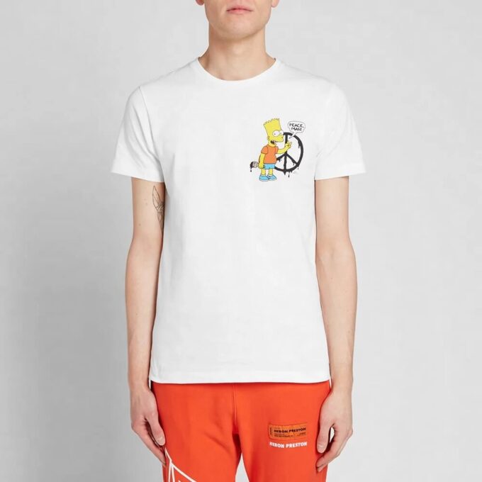 Off-White Men’s x The Simpsons/ The Simpsons Crossover-trykk kortærmet vanlig versjon hvit T-skjorte