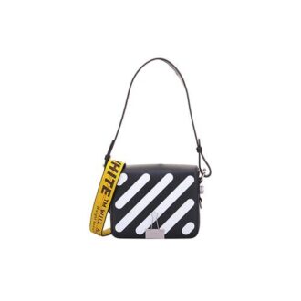 Off-White Messenger-veske i okseskinn med striper, svart «Black White»