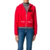 Off-White Micro Mark Hettejakke med glidelås, avslappet passform, rød