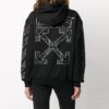 Off-White mønstertrykt hettegenser, løs passform, svart