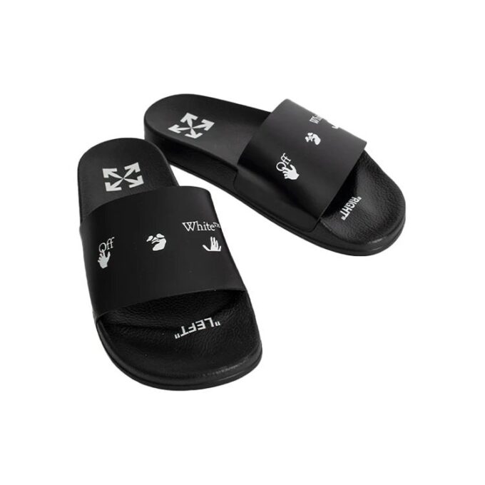 Off-White Multi-logo Print Pool Slides Svart