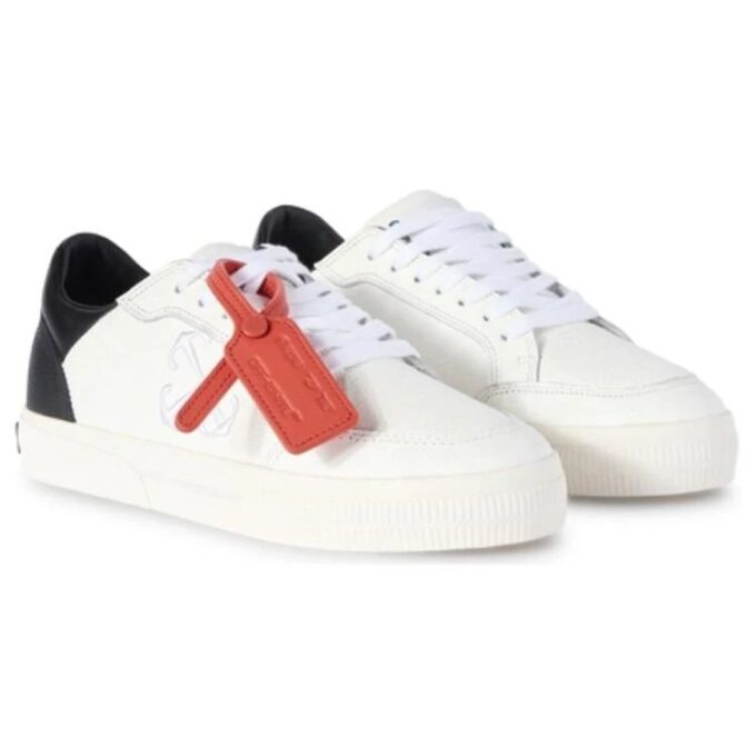 Off-White New Low Vulcanized Leather Sneakers «White Black»