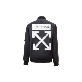 Off-White Nylonjakke med logo på ryggen for menn, svart