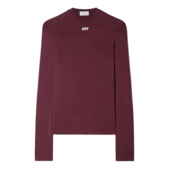 Off-White Off Logo-Print Fitted Top «Burgundy»