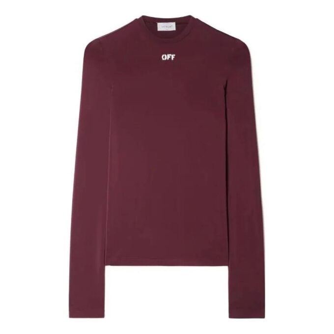 Off-White Off Logo-Print Fitted Top «Burgundy»