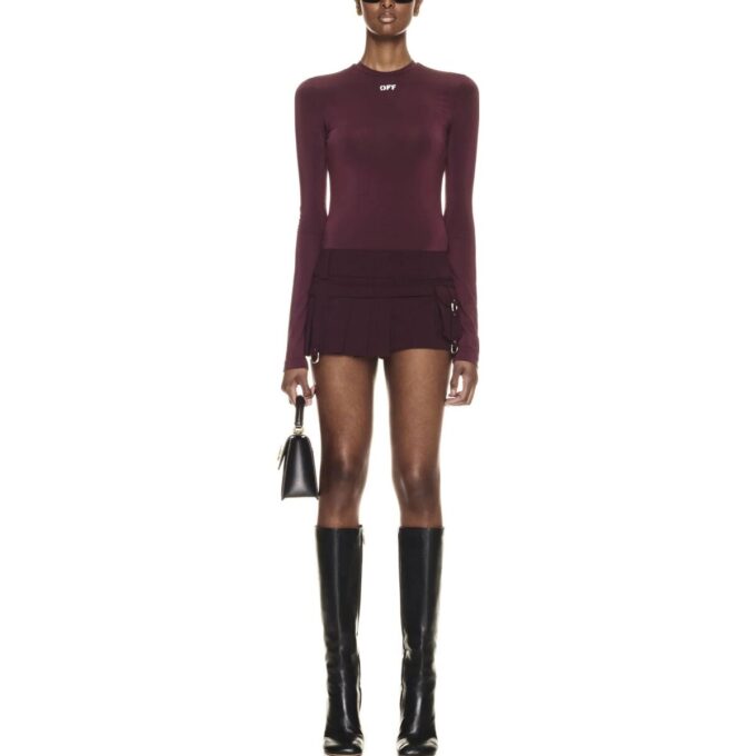 Off-White Off Logo-Print Fitted Top «Burgundy»