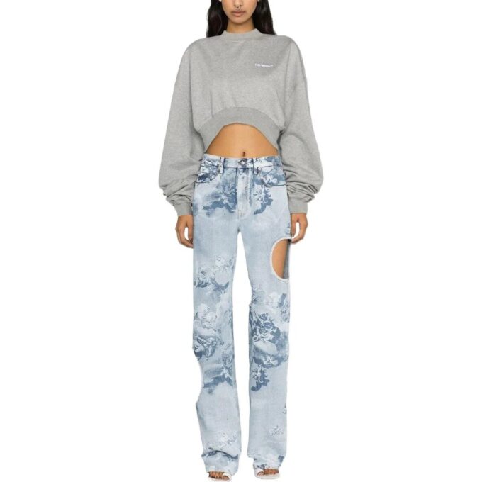 Off-White Oversized-sleeve Cropped Gensere «Grey»