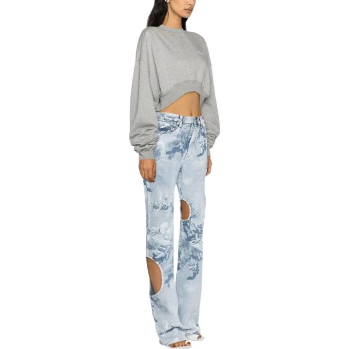 Off-White Oversized-sleeve Cropped Gensere «Grey»
