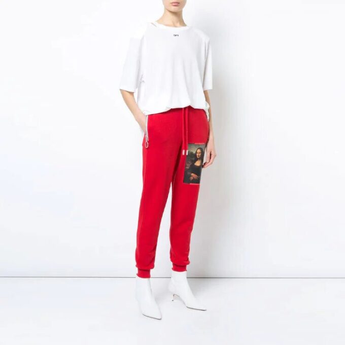 Off-White Oversized T-skjorte med trykk, spalte bak og rund hals, hvit