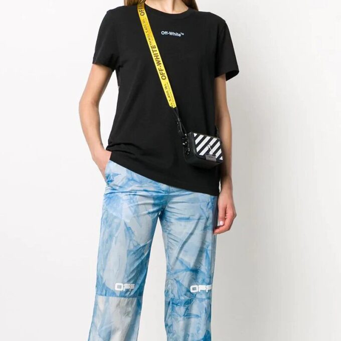 Off-White skinn 20 Binder Clip skulderveske liten svart