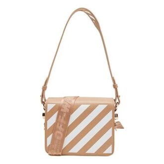 Off-White skinnveske med én skulderrem, medium, khaki