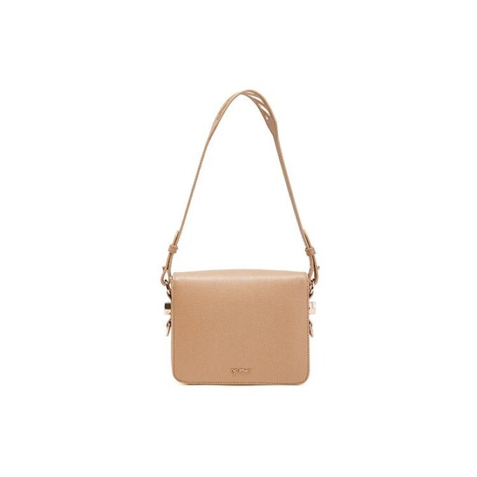 Off-White skinnveske med én skulderrem, medium, khaki