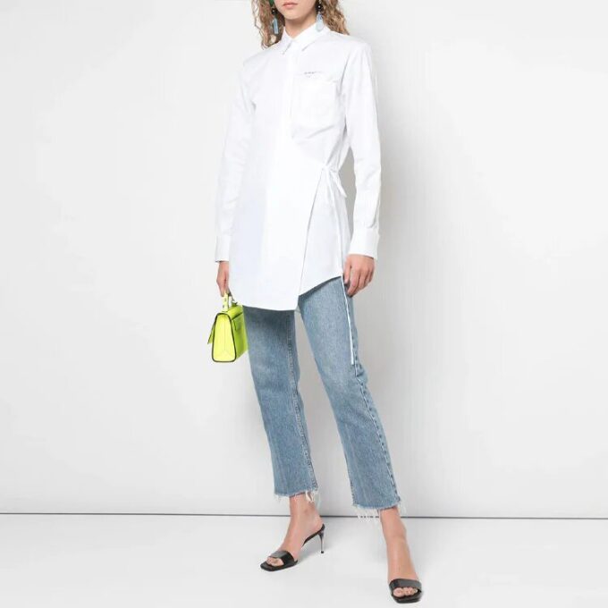 Off-White Skjorte med liten logo og snøring i hvitt