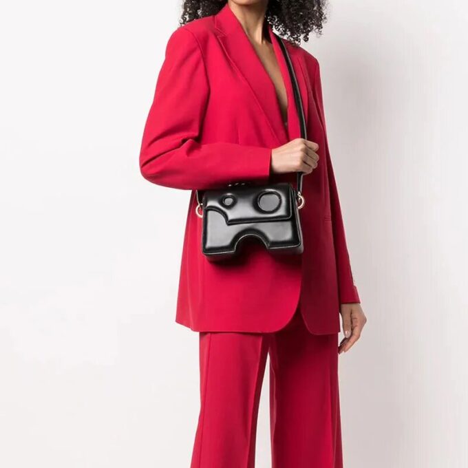 Off-White skulderveske i ekte skinn 22 Burrow, svart