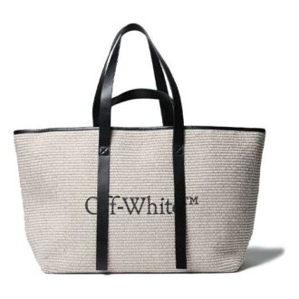 Off-White skulderveske med logotrykk, beige