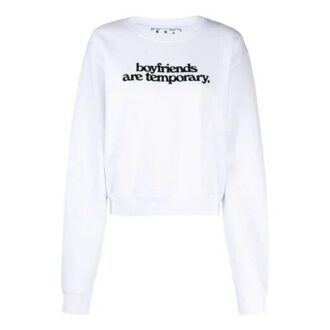 Off-White Slogan-trykk Langermet hettegenser Ordinær versjon Hvit