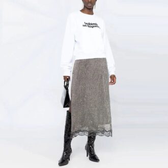 Off-White Slogan-trykk Langermet hettegenser Ordinær versjon Hvit
