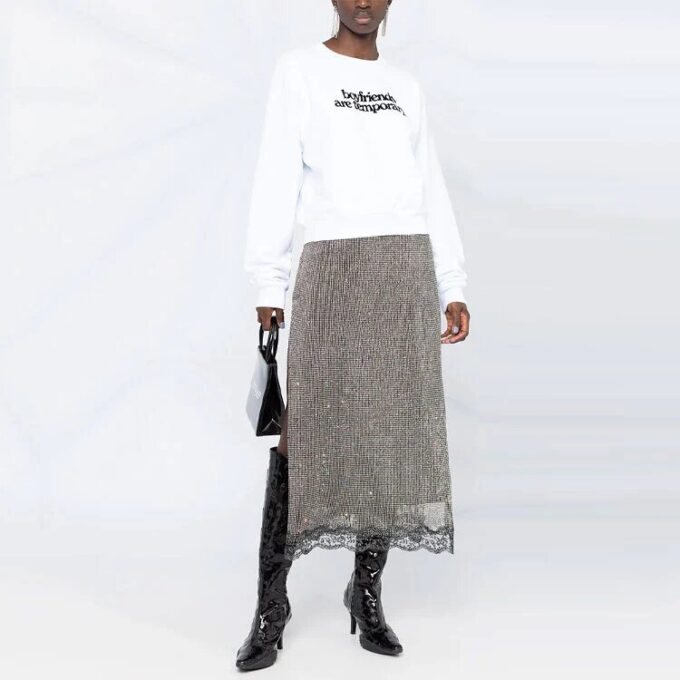 Off-White Slogan-trykk Langermet hettegenser Ordinær versjon Hvit