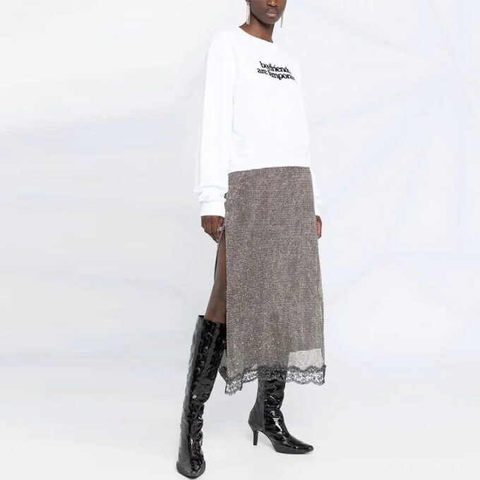 Off-White Slogan-trykk Langermet hettegenser Ordinær versjon Hvit