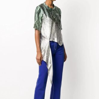 Off-White SS20 asymmetrisk kant med abstrakt trykk