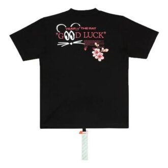 Off-White SS20 Lunar New Year «Year Of The Rat Good Luck» Peach Blossom Rundhalset kortærmet Shorts
