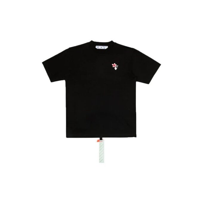 Off-White SS20 Lunar New Year «Year Of The Rat Good Luck» Peach Blossom Rundhalset kortærmet Shorts