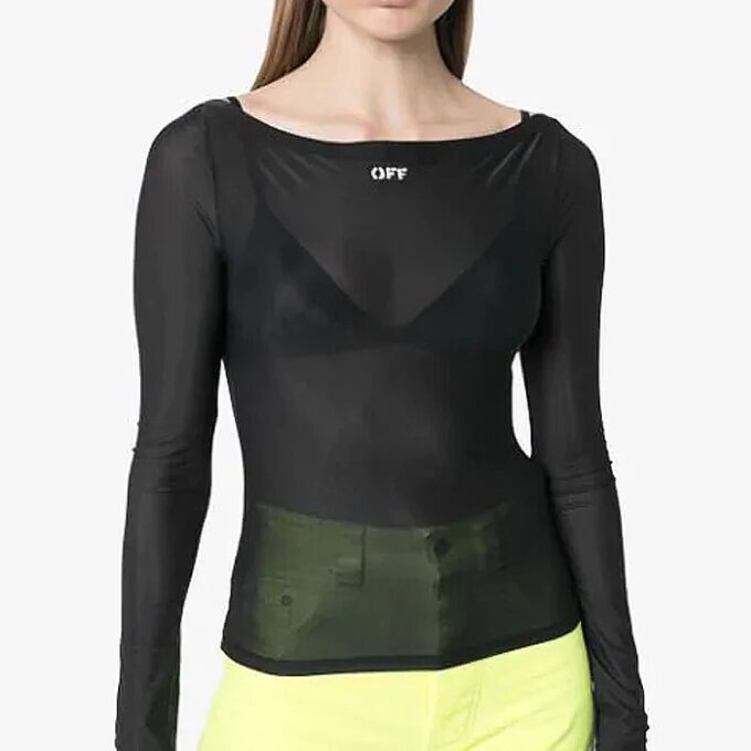 Off-White SS20 Slogan-applikasjon Langermet skjorte Svart